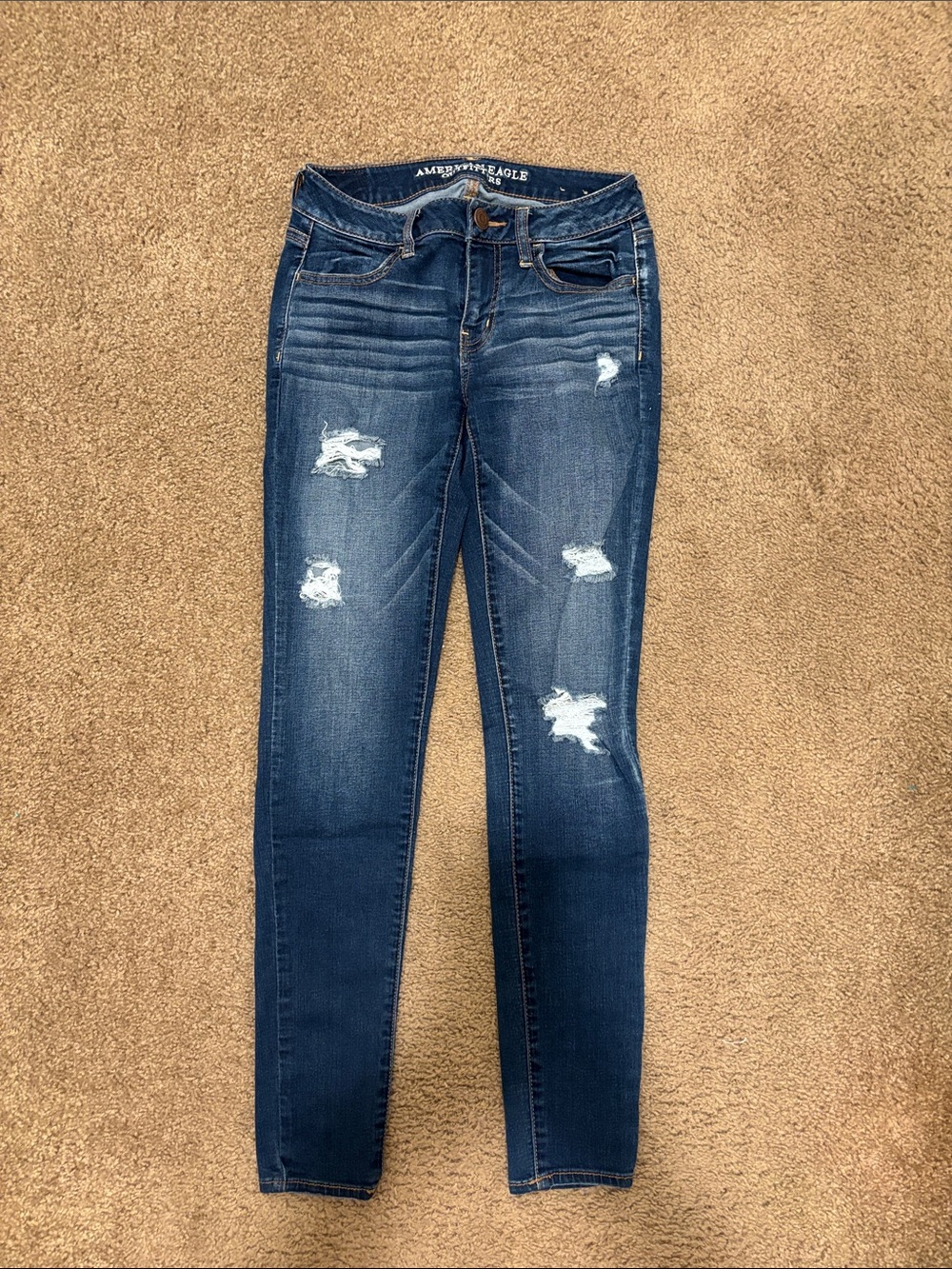 American Eagle Outfitters Ripped High-Rise Skinny Jeans - Blue - Jegging